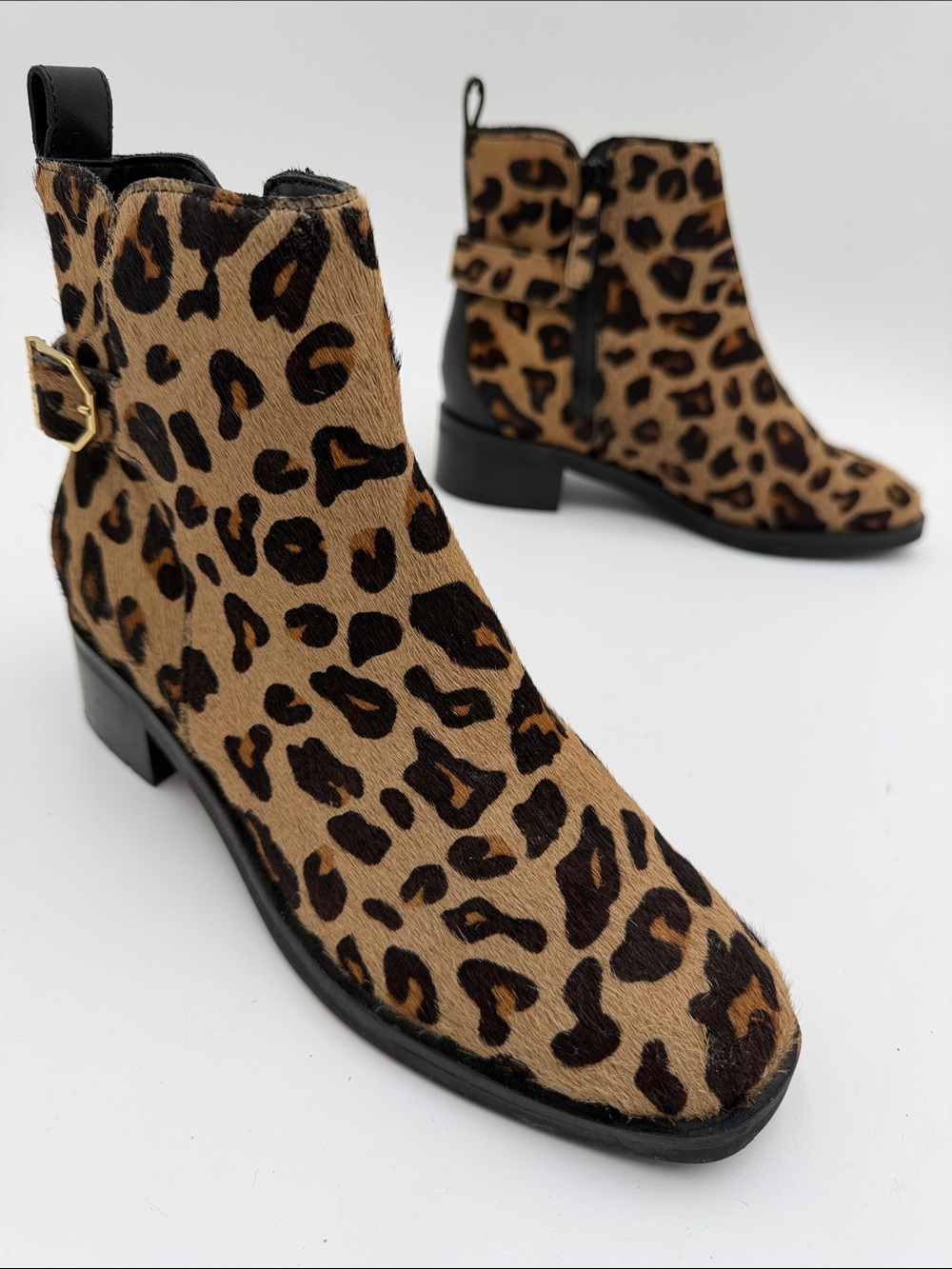 COLE HAAN GRANDS sz6 CUTE Calf Hair On Leopard Print Ankle Booties